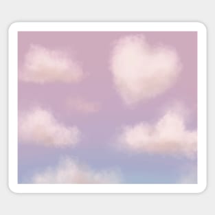 clouds sky heart aesthetic drawing blue pink purple coquette Sticker